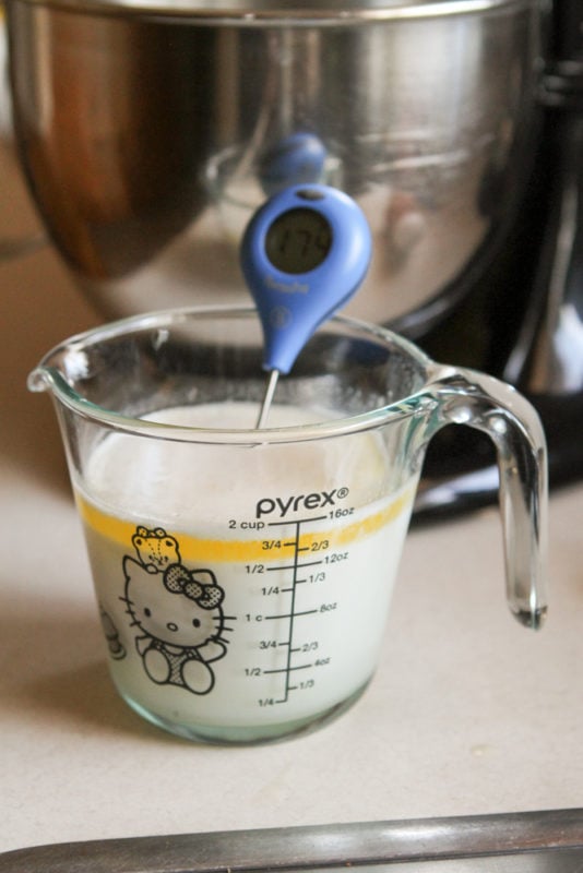 liquid ingredients for yeast dough.