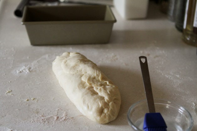 rolled-up loaf of dough.